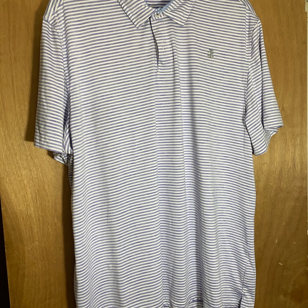 Izod White and Purple Polo Shirt Classic Stripes